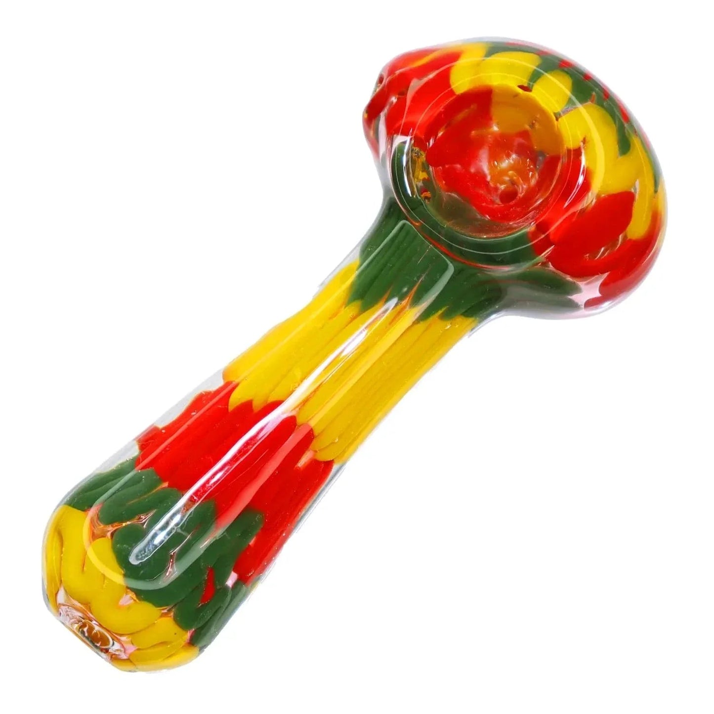 Smoke Cartel Fancy Multi-Colour Striped Glass Spoon Pipe - 5 in.