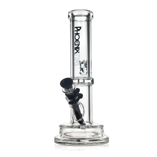 Green Flower Phoenix Star 7Mm Tube Bong With Thick Base 12 Inch
