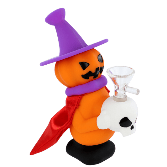 7'' Silicone Halloween Jack O'Lantern Witch Bong Mini Bong