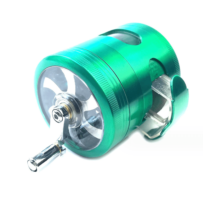 3.5" 4 Piece Hand Crank Grinder with Chamber Window