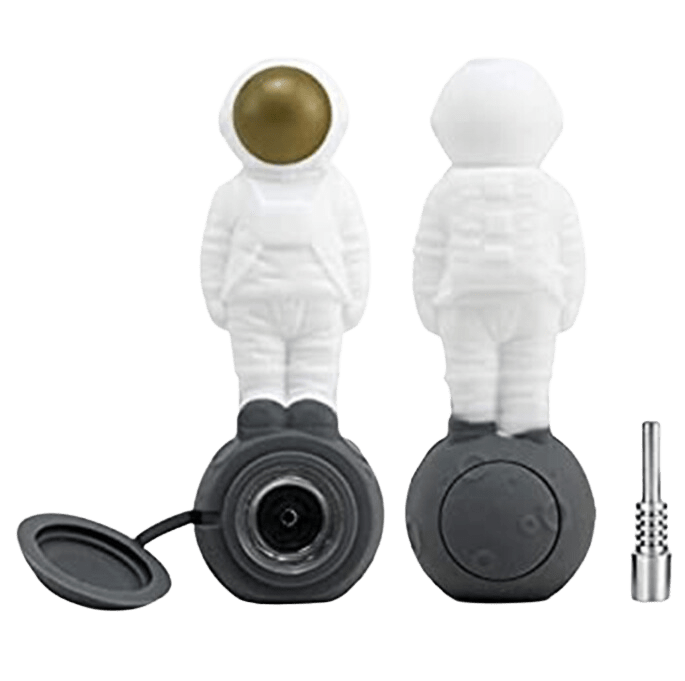 Silicone 2 in 1 Astronaut Hand Pipe/Vapor Straw with Lid and Titanium Tip