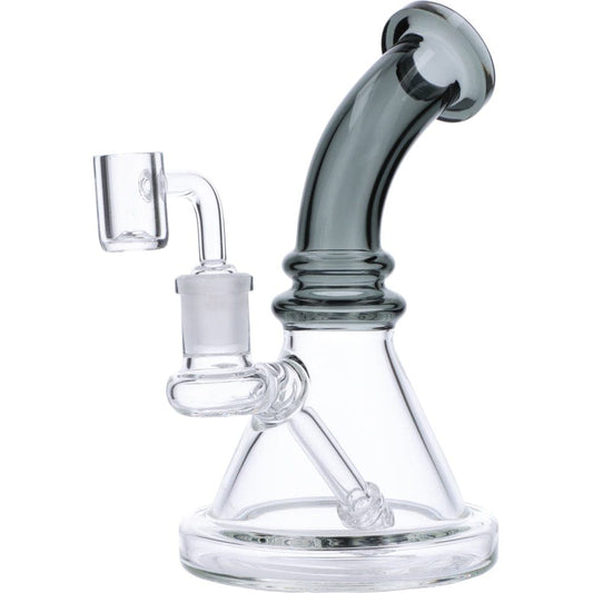 7" Mini Bent Neck Bong - Transparent Black