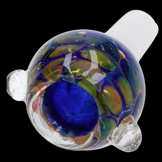 Gold Fume Blue Green Bubble Trap Bowl - 14mm