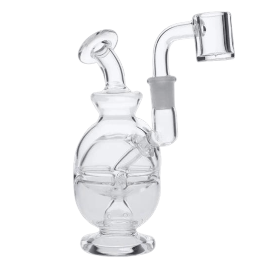 Glass Bubbler Pipe w/10mm Male Quartz-Clear-4.5 in