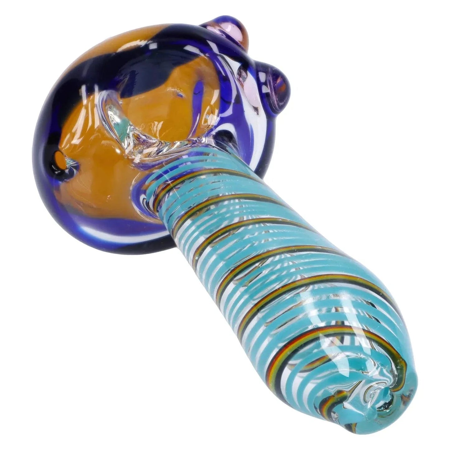 Swirling Double Blown Spoon Pipe - 4.5 in
