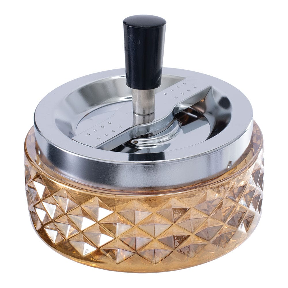 Gem-cut Glass Spinning Ashtray | 4.75"