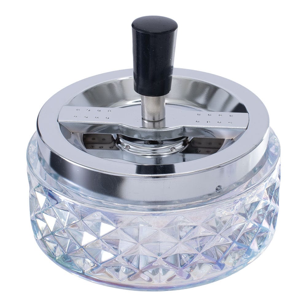 Gem-cut Glass Spinning Ashtray | 4.75"