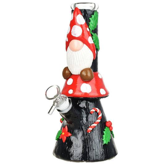 Mushroom Gnome Glass & Enamel Bong - 9.5" / 14mm F