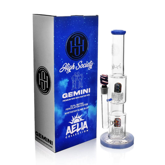 High Society | Gemini Premium Wig Wag Bong (Blue)