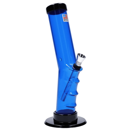 JM Plastics Bent Neck Straight Tube with Grip Acrylic Bong - 9 in.