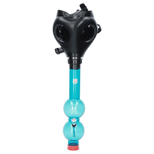 JM Plastics Black Gas Mask with Bright Acrylic Bong