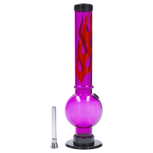 JM Plastics Flame Bubble Base Acrylic Bong - 12 in.