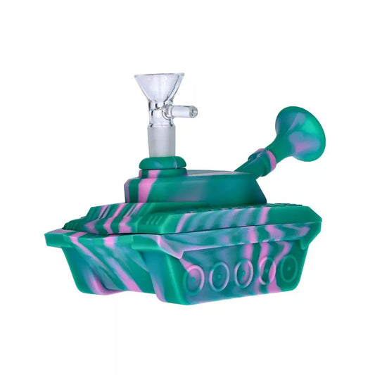 Silicone Army Tank Pipe with Glass Bowl