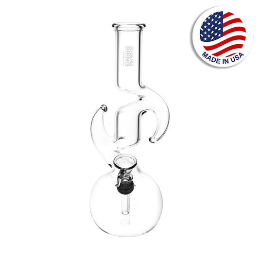 Phoenix Rising Zig Zag Diablo Bubble Base Bong - 9" / Clear