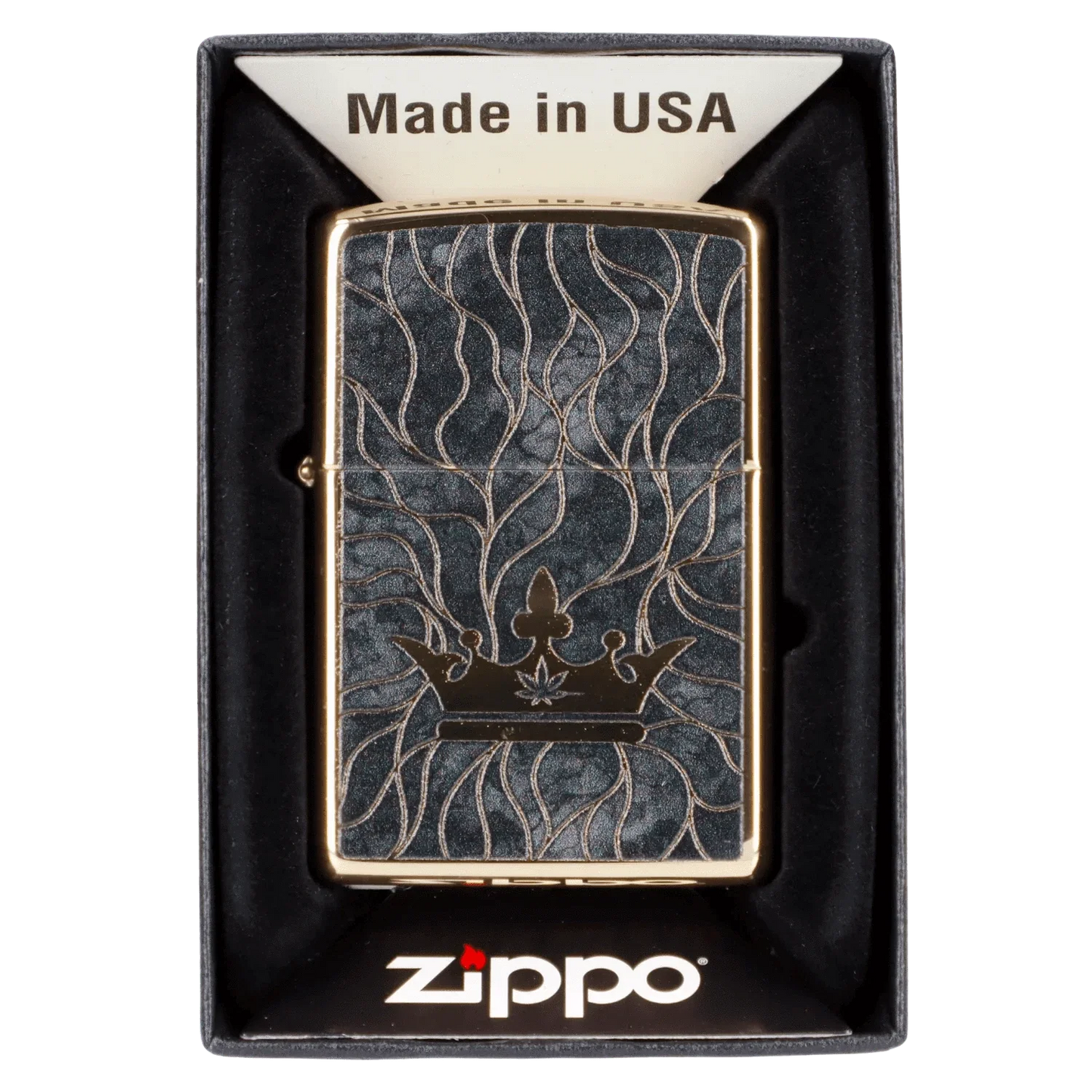 Queen of Bud Black Obsidian Mosaic Zippo