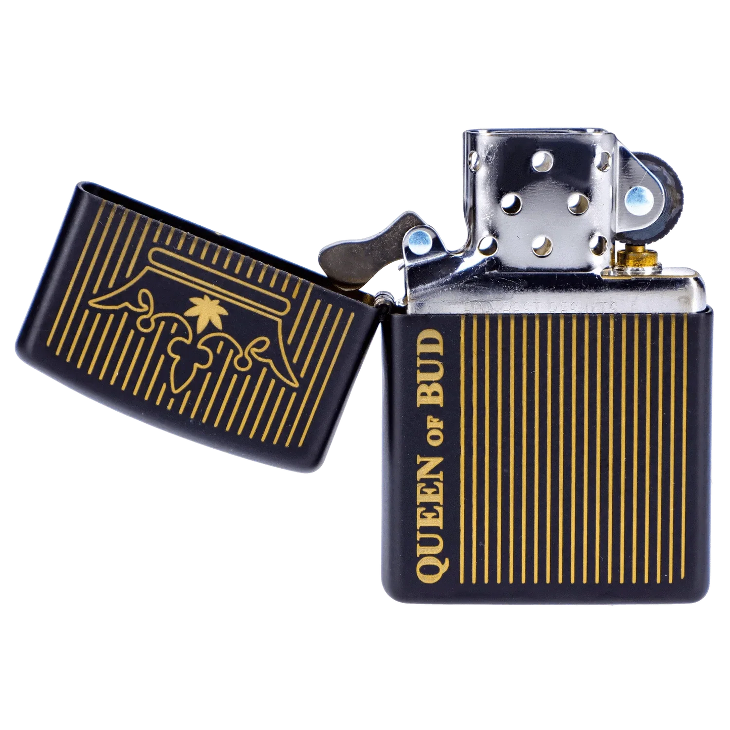 Queen of Bud Black Obsidian Vertical Flame Zippo