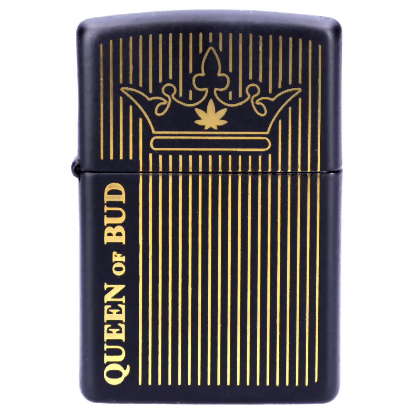 Queen of Bud Black Obsidian Vertical Flame Zippo