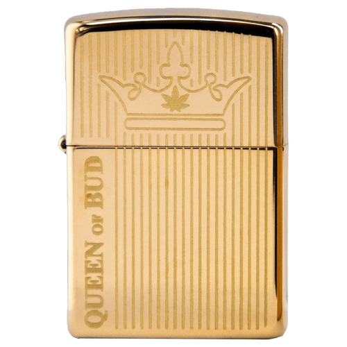 Queen of Bud Golden Vertical Flame Zippo