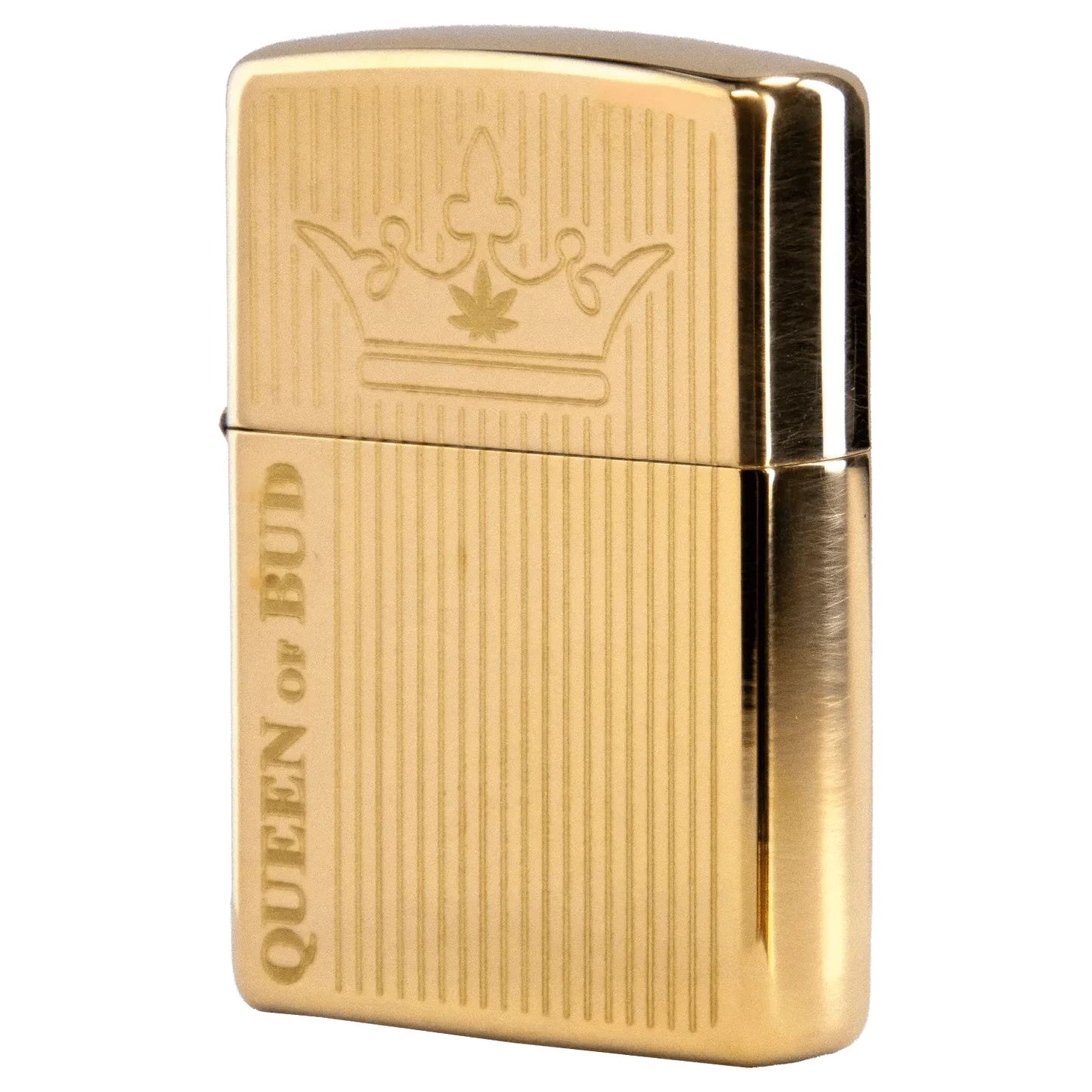 Queen of Bud Golden Vertical Flame Zippo