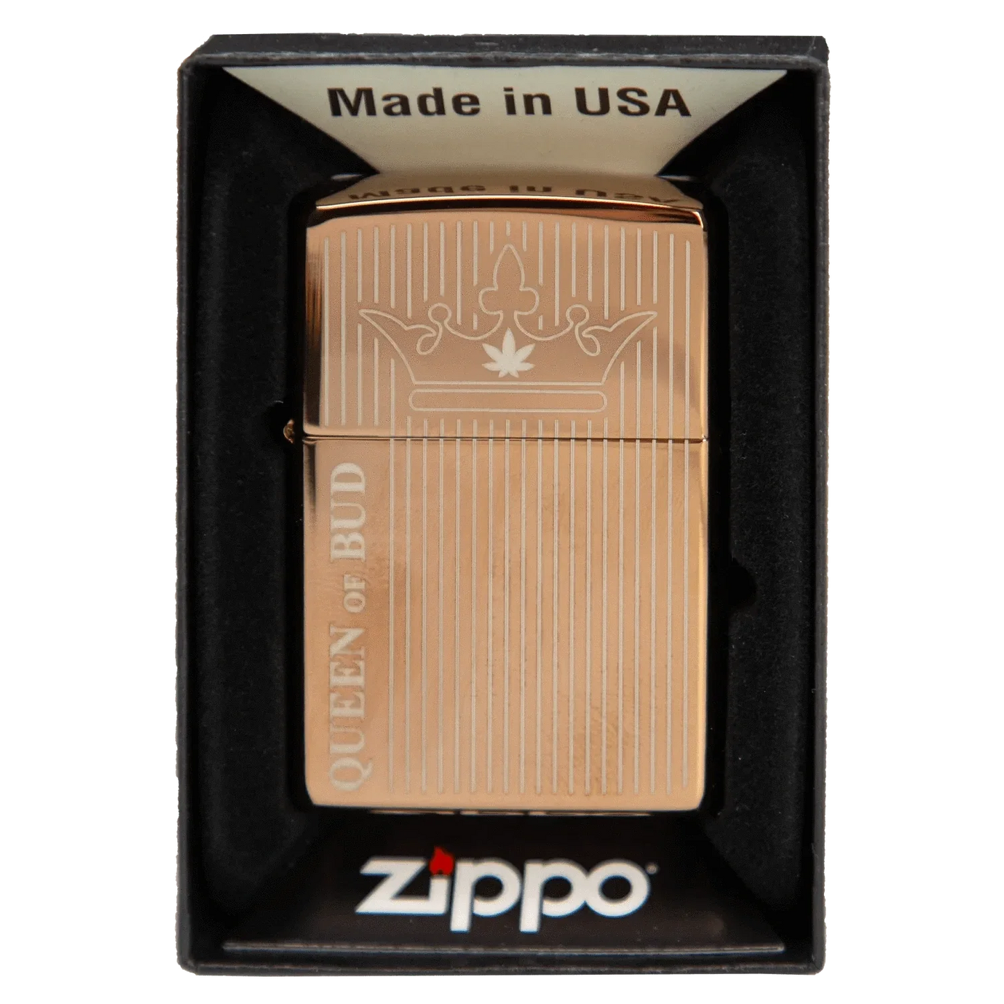 Queen of Bud Rose Quartz Vertical Flame Zippo