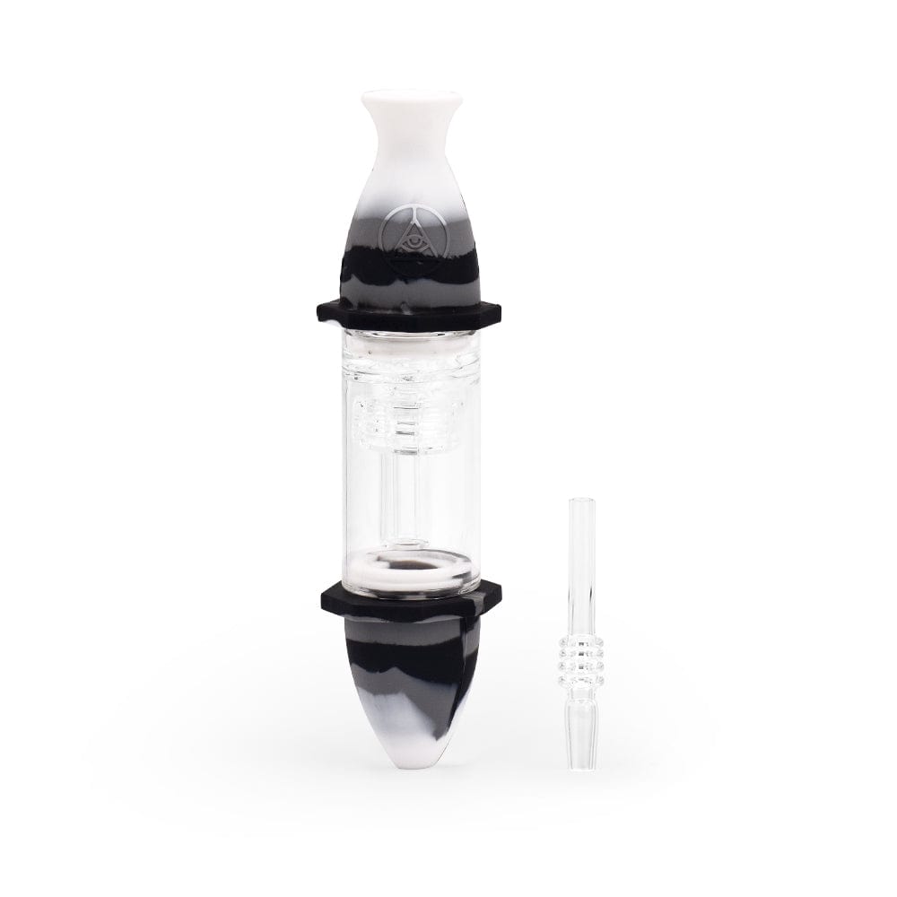 7'' Silicone Deluxe Nectar Collector - Black & White Marble