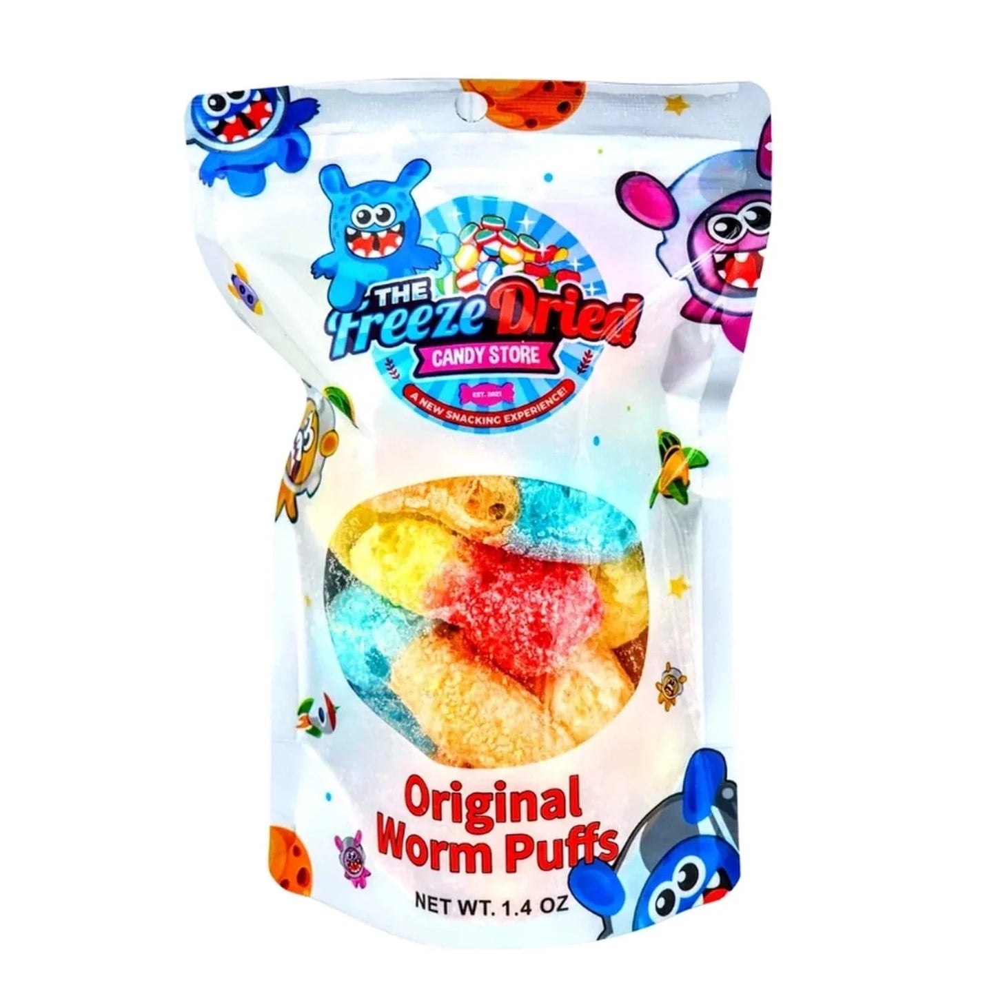 The Freeze Dried Candy Store Freeze Dried Worm Puffs